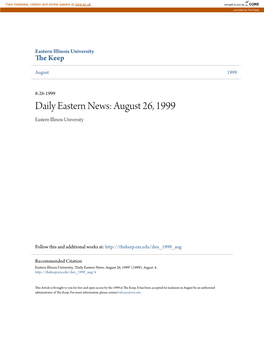 Daily Eastern News: August 26, 1999 Eastern Illinois University