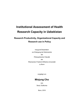 Institutional Assessment of Health Research Capacity in Uzbekistan