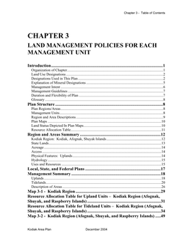 Chapter 3 - Table of Contents