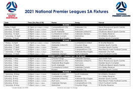 2021 National Premier Leagues SA Fixtures