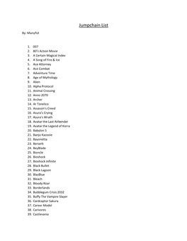 Jumpchain List