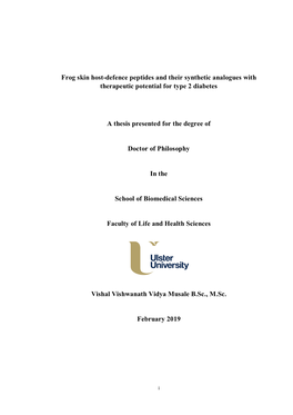 Frog Skin Host-Defence Peptides and Their Synthetic Analogues with Therapeutic Potential for Type 2 Diabetes