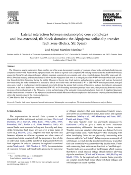 Lateral Interaction Between Metamorphic Core Complexes and Less-Extended, Tilt-Block Domains: the Alpujarras Strike-Slip Transfer Fault Zone (Betics, SE Spain)