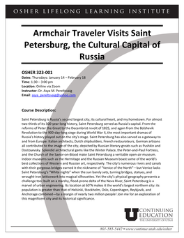 Armchair Traveler Visits Saint Petersburg, the Cultural Capital of Russia