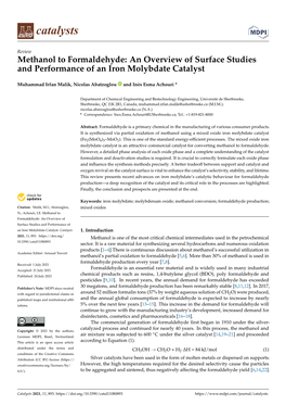 An Overview of Surface Studies and Performance of an Iron Molybdate Catalyst