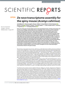 Acomys Cahirinus) Jared Mamrot1,2, Roxane Legaie3, Stacey J