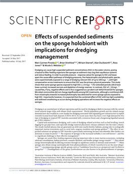 Effects of Suspended Sediments on the Sponge Holobiont with Implications