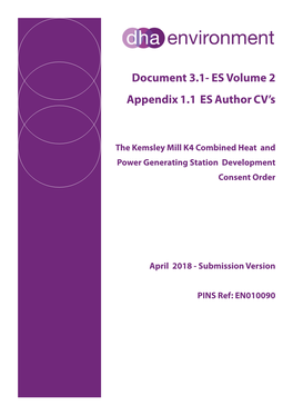 3.1- ES Volume 2 Appendix 1.1 ES Author CV’S