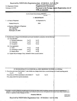 Received by NSD/FARA Registration Unit 07/30/2014 9:47:3 1 PM OMB NO: 1124-0002; Expires February 28? 12014 U.S