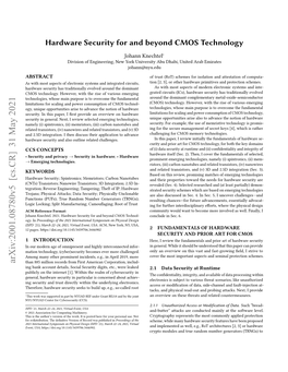 Hardware Security for and Beyond CMOS Technology