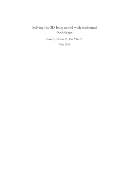 Solving the 3D Ising Model with Conformal Bootstraps