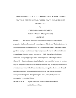 Chapter I: Elimination Reactions Using Aryl Isothiocyanates