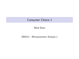 Consumer Choice 1