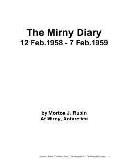 The Mirny Diary 12 Feb.1958 - 7 Feb.1959