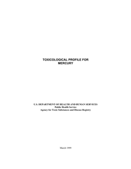 Toxicological Profile for Mercury