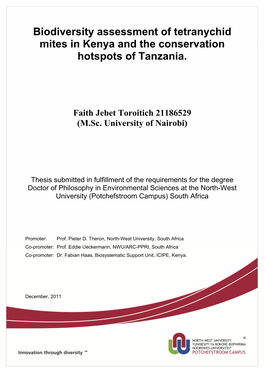 Biodiversity Assessment of Tetranychid Mites in Kenya and the Conservation Hotspots of Tanzania