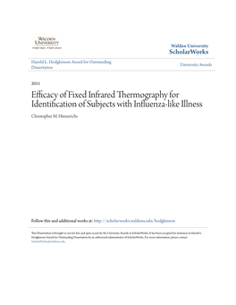 Efficacy of Fixed Infrared Thermography for Identification of Subjects with Influenza-Like Illness Christopher M