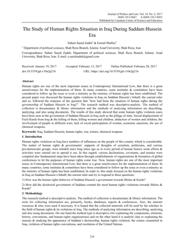 The Study of Human Rights Situation in Iraq During Saddam Hussein Era