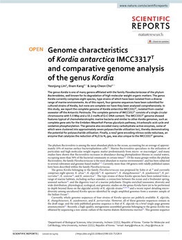 Genome Characteristics of Kordia Antarctica IMCC3317T And