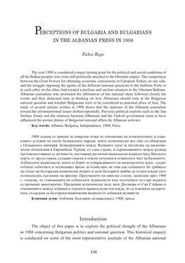 Perceptions of Bulgaria and Bulgarians in the Albanian Press in 1908