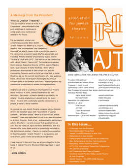 In This Issue...Association for Jewish Theatre