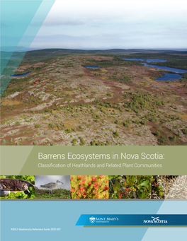 Barrens Ecosystems in Nova Scotia: Classification of Heathlands and Related Plant Communities