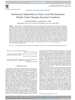 Local Developmental Models Under Changing Economic Conditions