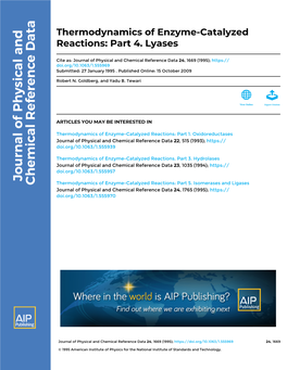 Thermodynamics of Enzyme-Catalyzed Reactions: Part 4