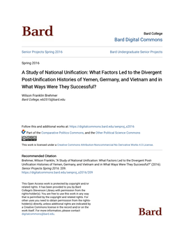 What Factors Led to the Divergent Post-Unification Histories of Yemen, Germany, and Vietnam and in What Ways Were They Successful?