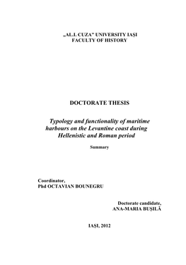 Typology and Functionality of Maritime Harbours on the Levantine Coast During Hellenistic and Roman Period