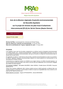 Avis De La Mission Régionale D'autorité Environnementale De Nouvelle