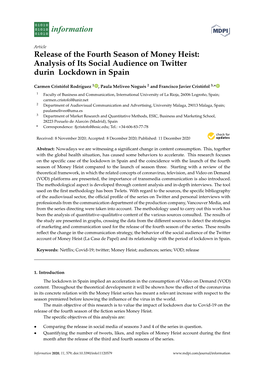 Release of the Fourth Season of Money Heist: Analysis of Its Social Audience on Twitter Durin Lockdown in Spain