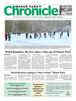 Ward Boundary Review Takes a Bite out of Manor Park by Wes Smiderle the Recommendation Modify- on a Vote of 17-6 Dec