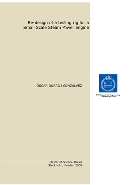 Re-Design of a Testing Rig for a Small Scale Steam Power Engine