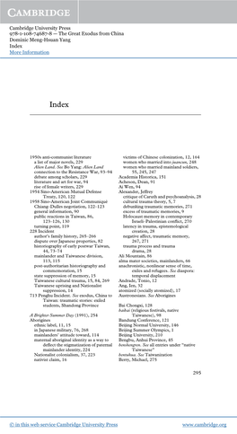 Cambridge University Press 978-1-108-74687-8 — the Great Exodus from China Dominic Meng-Hsuan Yang Index More Information