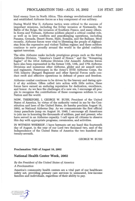 PROCLAMATION 7583-AUG. 16, 2002 116 STAT. 3287 National