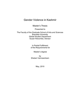 Gender Violence in Kashmir