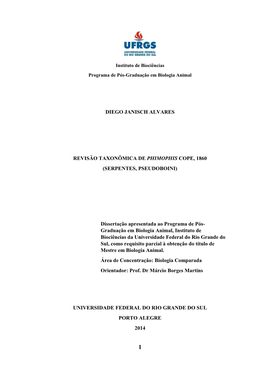 Diego Janisch Alvares Revisão Taxonômica De Phimophis