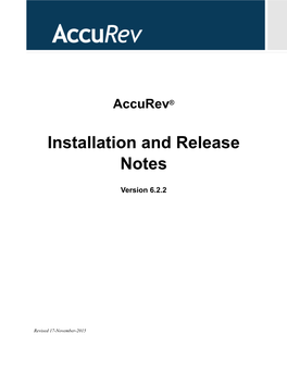 Installation and Release Notes