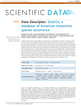 Datatri, a Database of American Triatomine Species Occurrence