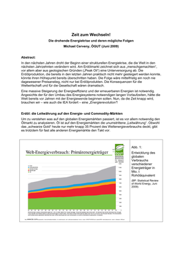 Welt-Energieverbrauch: Primärenergieträger Entwicklung Des Globalen Verbrauchs Verschiedener Energieträger in Mio