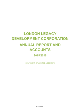 London Legacy Development Corporation Annual Report and Accounts 2015/2016