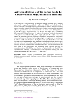 Activation of Silicon- and Tin-Carbon Bonds. 1,1- Carboboration of Alkynylsilanes and -Stannanes