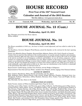 HOUSE JOURNAL No. 13 (Cont.)