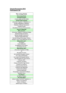 Church Procession 2012 Participation List