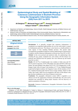 Epidemiological Study and Spatial Modeling of Cutaneous Leishmaniasis in Bushehr Province Using the Geographic Information System (GIS) from 2011 to 2015