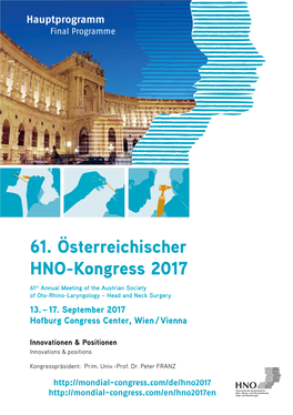 61. Österreichischer HNO-Kongress 2017