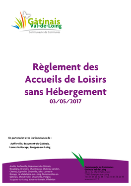 Règlement Des Accueils De Loisirs Sans Hébergement 03/05/2017