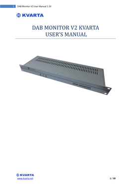 DAB Monitor V2 User Manual 1.10