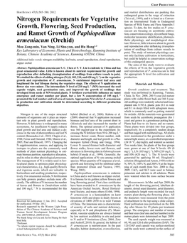 Nitrogen Requirements for Vegetative Growth, Flowering, Seed